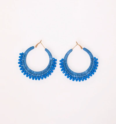 HOOP EARRINGS WITH BEADED WEAVING