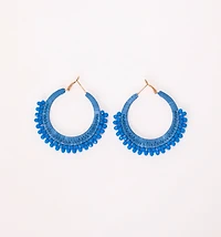 HOOP EARRINGS WITH BEADED WEAVING