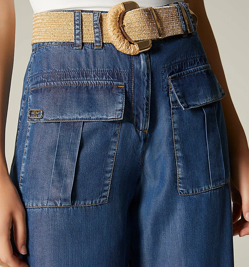 HIGH WAIST PALAZZO JEAN WITH FLAP POCKET