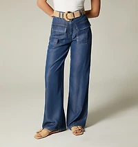 HIGH WAIST PALAZZO JEAN WITH FLAP POCKET