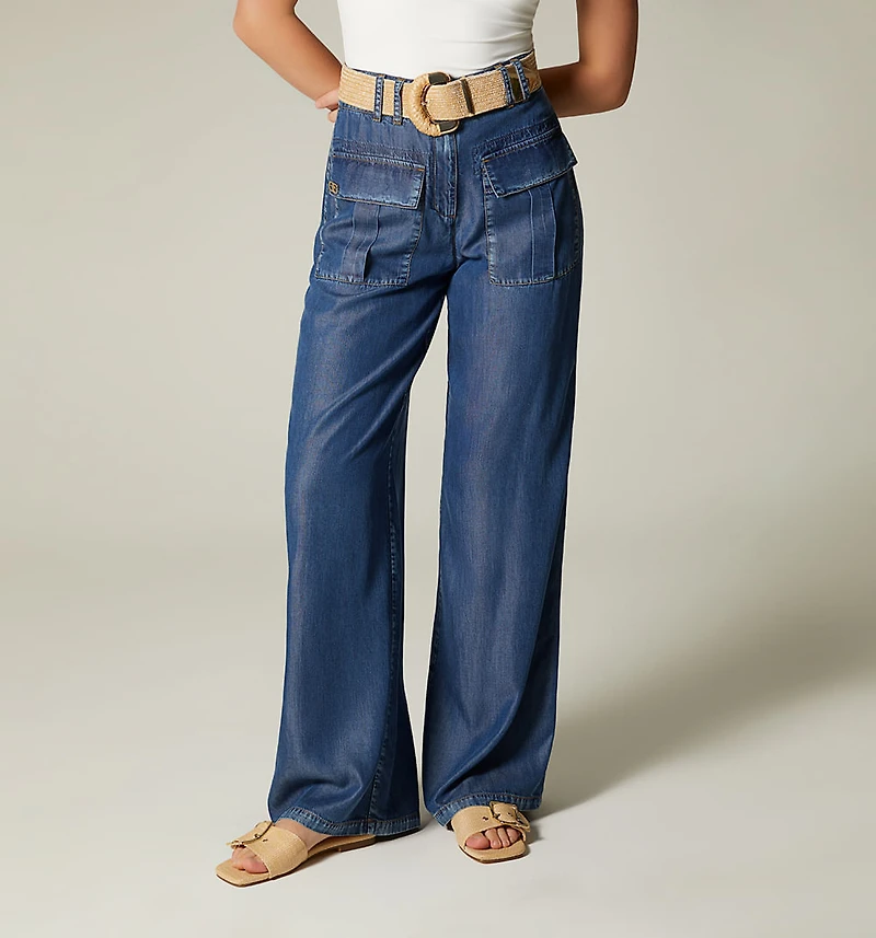 HIGH WAIST PALAZZO JEAN WITH FLAP POCKET