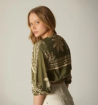 WRAP BLOUSE THREE-QUARTER SLEEVES