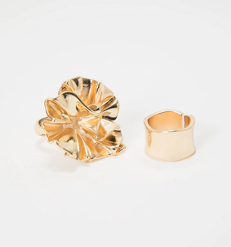MAXI FLOWER AND HOOP RING SET X2