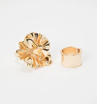 MAXI FLOWER AND HOOP RING SET X2