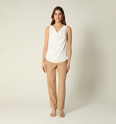 SLEEVELESS BLOUSE WITH PELICAN NECKLINE