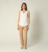 SLEEVELESS BLOUSE WITH PELICAN NECKLINE