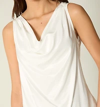 SLEEVELESS BLOUSE WITH PELICAN NECKLINE