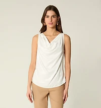 SLEEVELESS BLOUSE WITH PELICAN NECKLINE