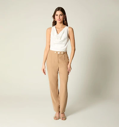 PANTS WITH FRONT CREASE AND WAISTBAND 3 BUTTONS