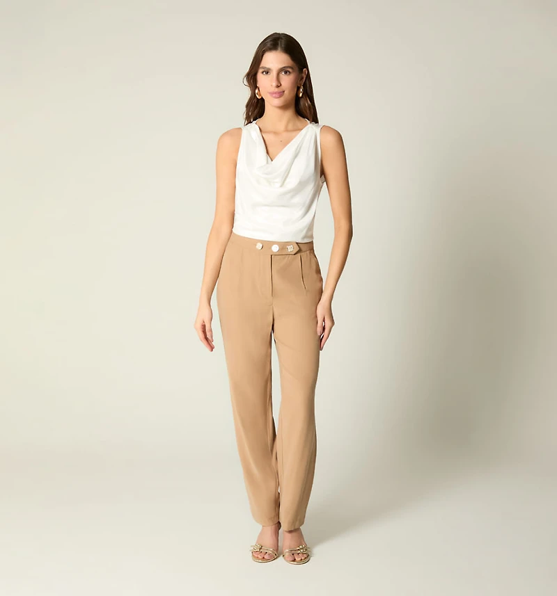 PANTS WITH FRONT CREASE AND WAISTBAND 3 BUTTONS