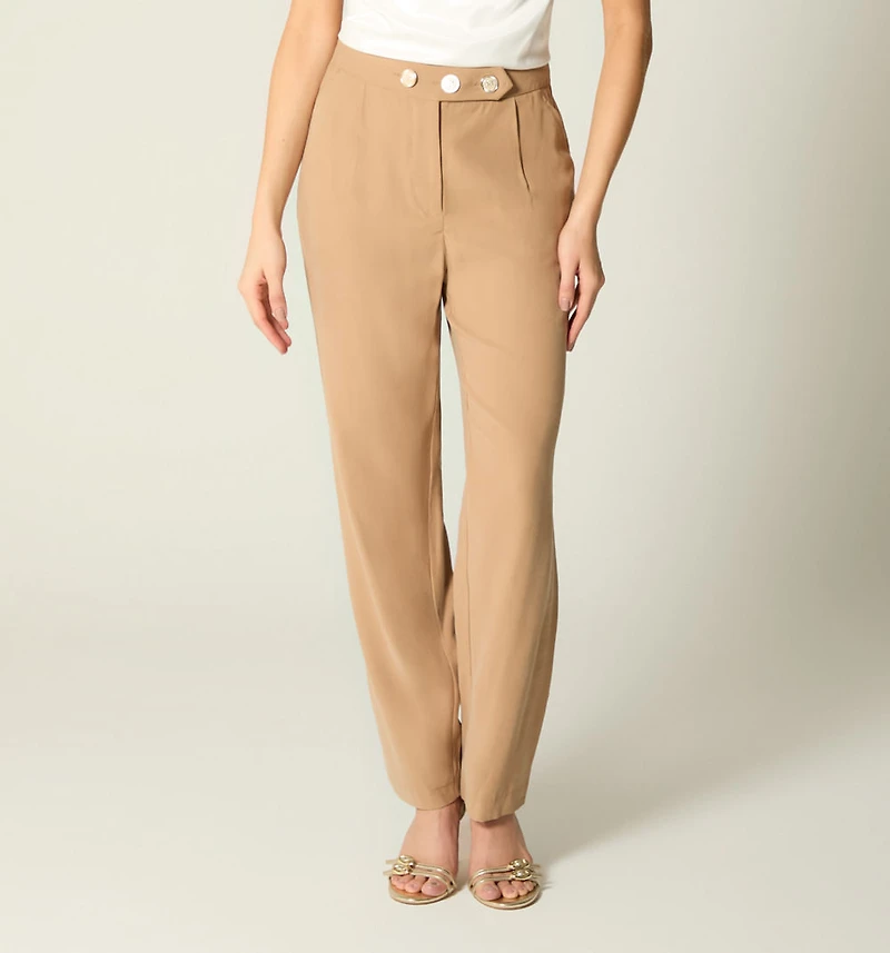 PANTS WITH FRONT CREASE AND WAISTBAND 3 BUTTONS