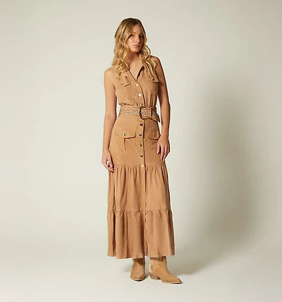 Long Dress with Strap Sleeve for Women
