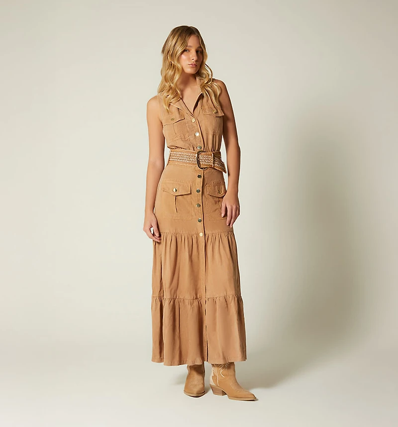 Long Dress with Strap Sleeve for Women
