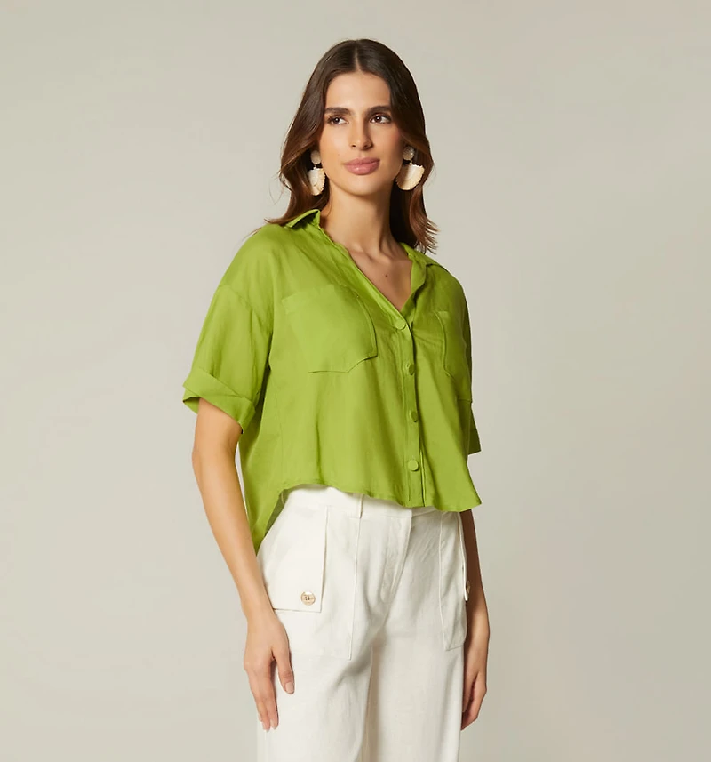 SHORT SLEEVE BLOUSE WITH POCKETS