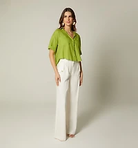 SHORT SLEEVE BLOUSE WITH POCKETS