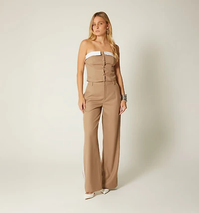 STRAPLESS BLOUSE WITH COMBINED UPPER CUT