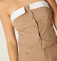 STRAPLESS BLOUSE WITH COMBINED UPPER CUT