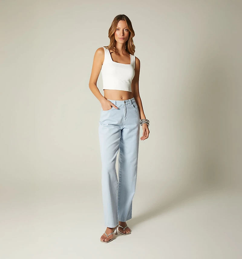 HIGH WAIST STRAIGHT LEG FIVE-POCKET JEAN