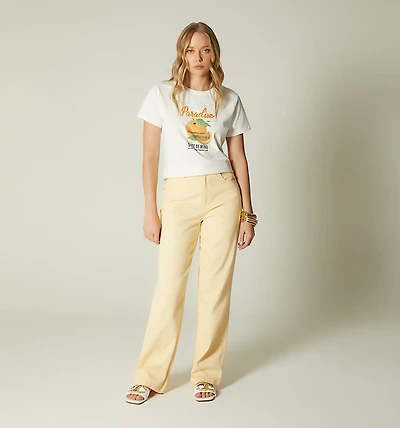 HIGH WAIST STRAIGHT LEG JEANS FIVE POCKETS