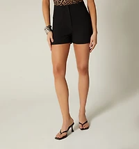 High Waist Short with Pleats and Diagonal Pocket