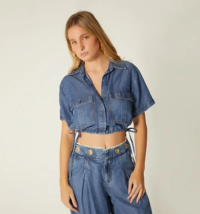 Short Sleeve Blouse with Straps