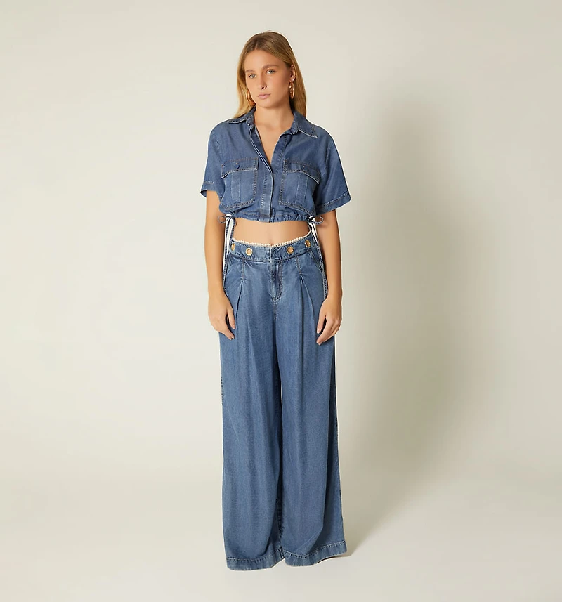 Short Sleeve Blouse with Straps