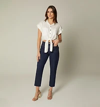 SLEEVELESS SHIRT-TIE BLOUSE, COLOR