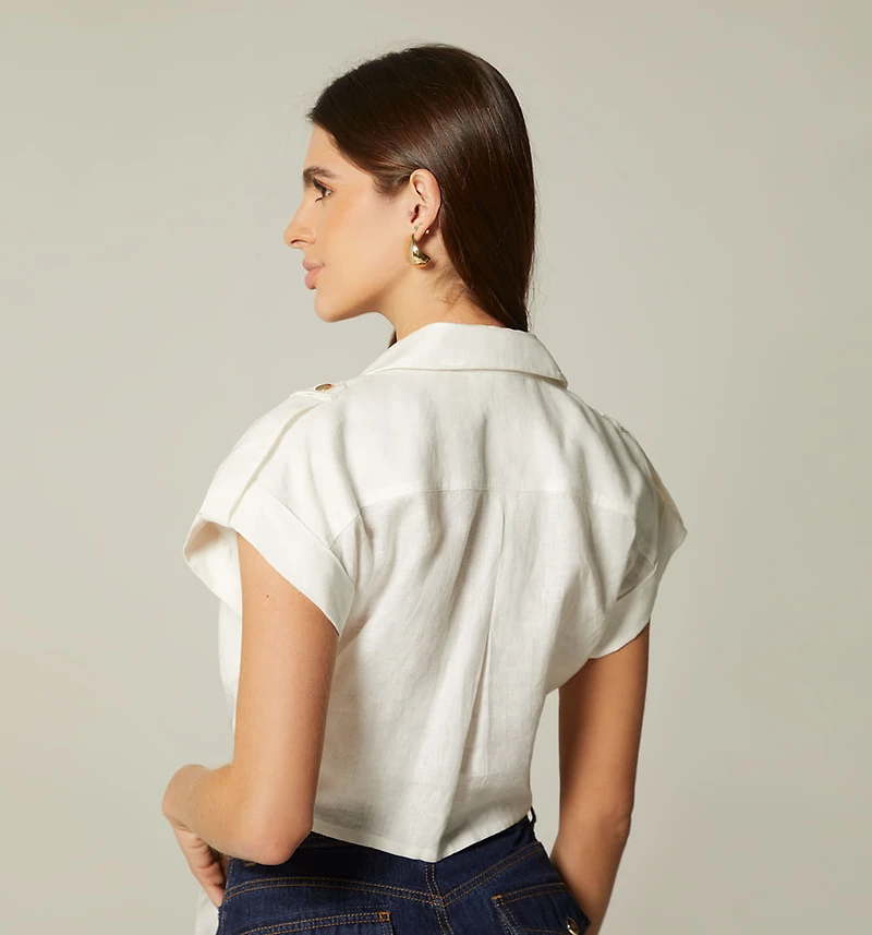 SLEEVELESS SHIRT-TIE BLOUSE, COLOR