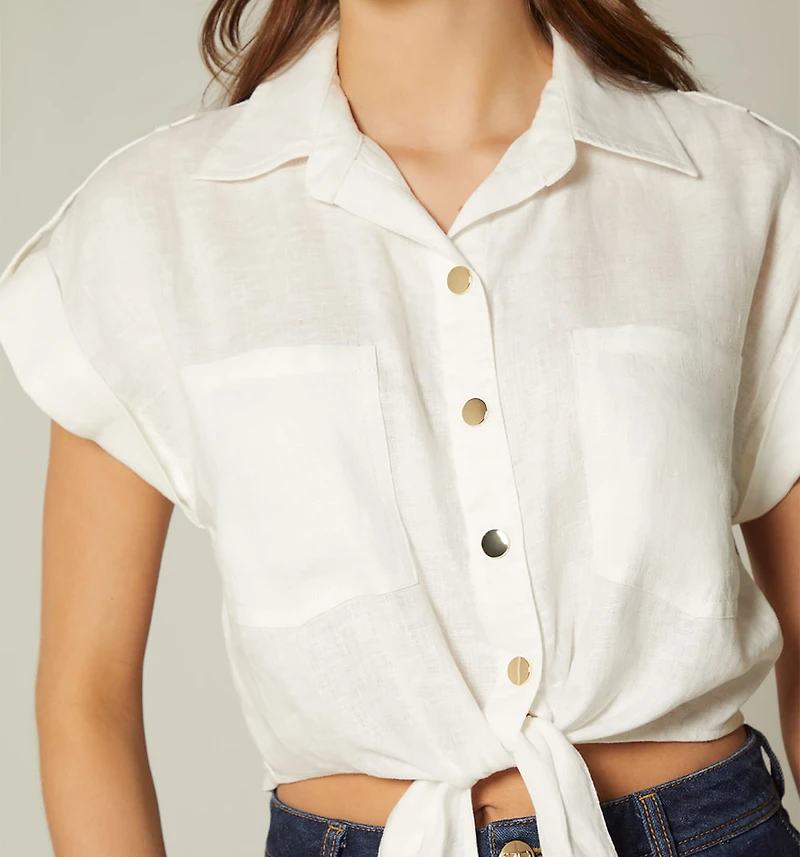 SLEEVELESS SHIRT-TIE BLOUSE, COLOR
