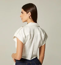 SLEEVELESS SHIRT-TIE BLOUSE, COLOR