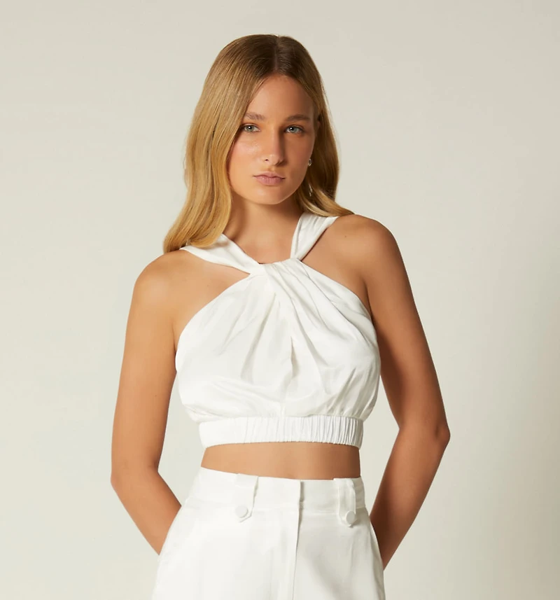 CROSSOVER NECKLINE CROP TOP