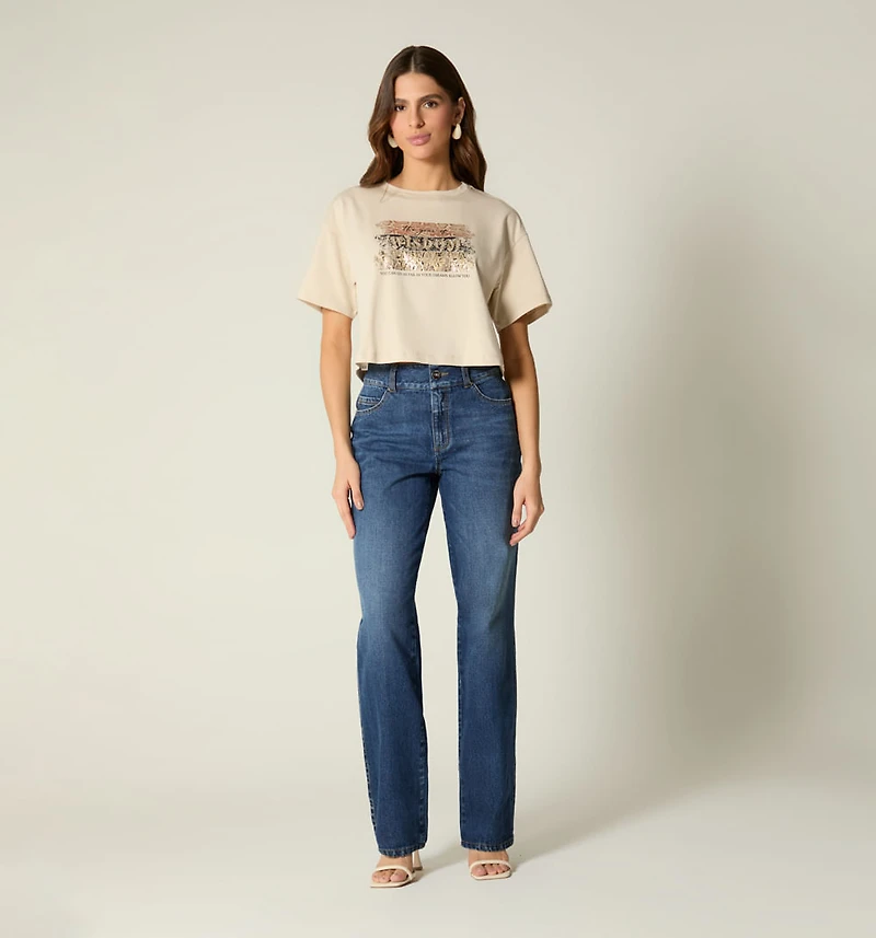 SHORT SLEEVE T-SHIRT EMBOSSED PRINT