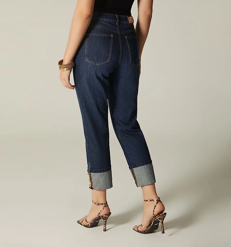 HIGH WAIST CROPPED SKINNY JEANS WITH TRIM