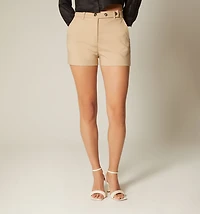 HIGH-WAIST SHORTS WITH SNAP WAISTBAND