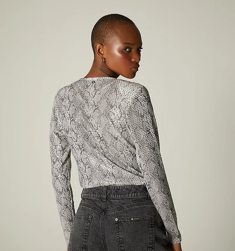 LONG SLEEVE PYTHON PRINT BODYSUIT
