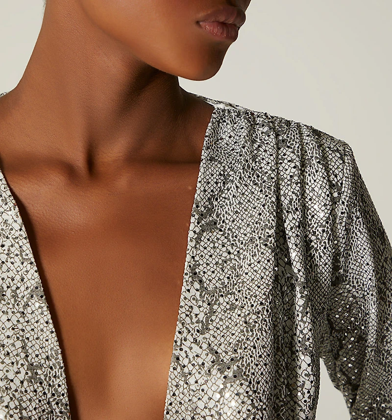 LONG SLEEVE PYTHON PRINT BODYSUIT