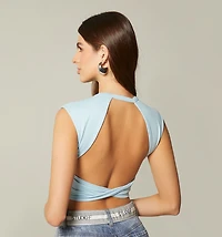 CROP TOP TWISTED BACK BLOUSE