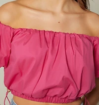 GLOBE OFF-SHOULDER SHORT SLEEVE BLOUSE