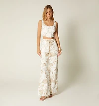 JACQUARD STRAPLESS BLOUSE WITH CORD