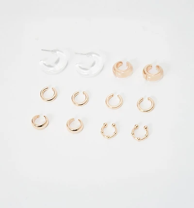 EARRING SET X 6 EARCUFF AND HOOP
