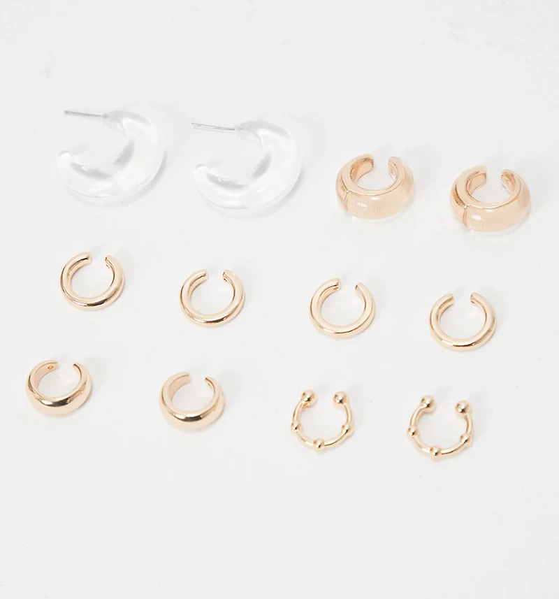 EARRING SET X 6 EARCUFF AND HOOP