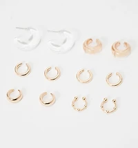EARRING SET X 6 EARCUFF AND HOOP
