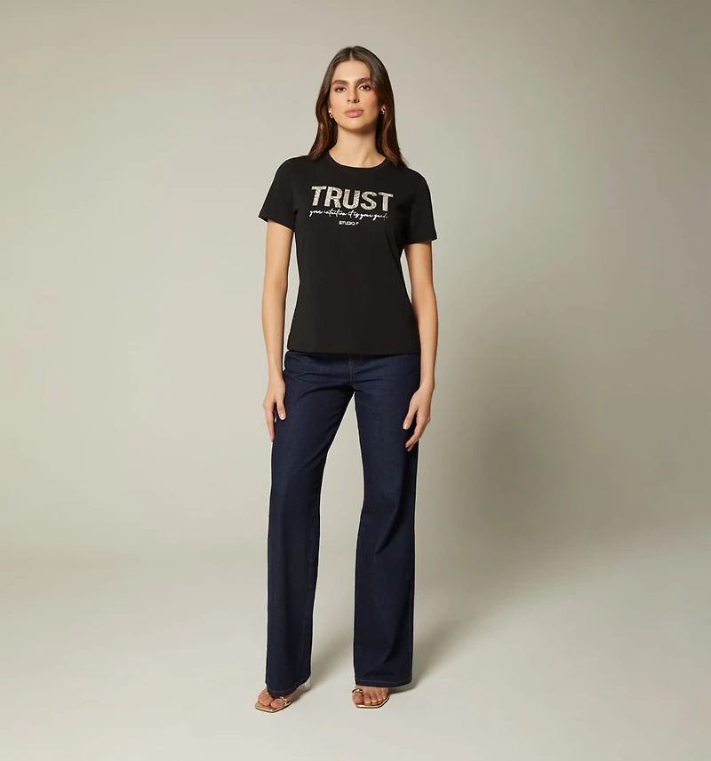 SHORT SLEEVE T-SHIRT WITH EMBOSSED PRINT