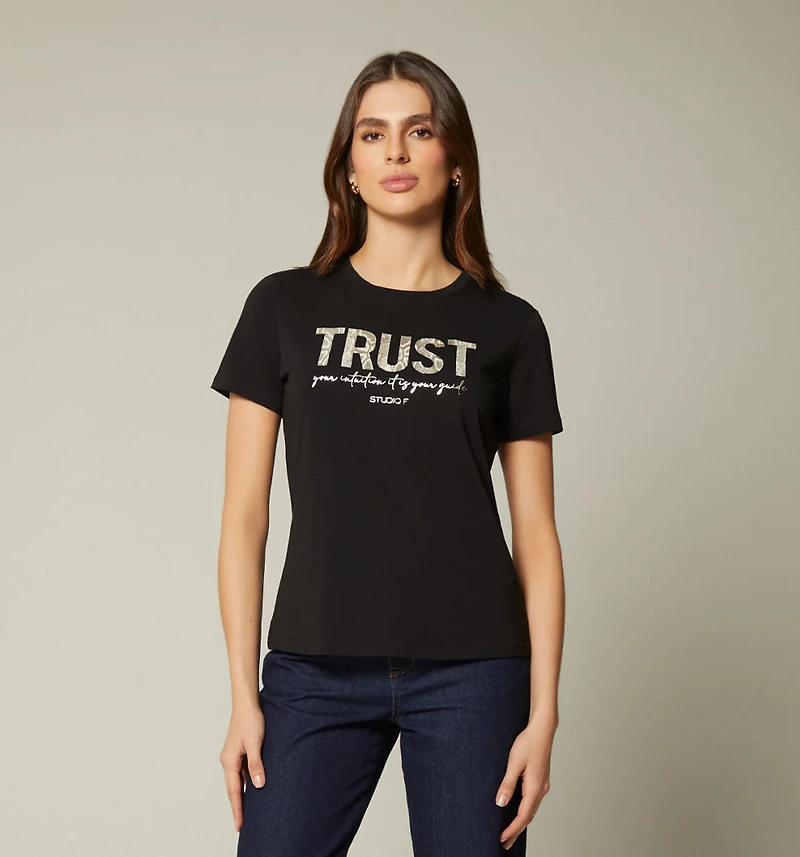 SHORT SLEEVE T-SHIRT WITH EMBOSSED PRINT
