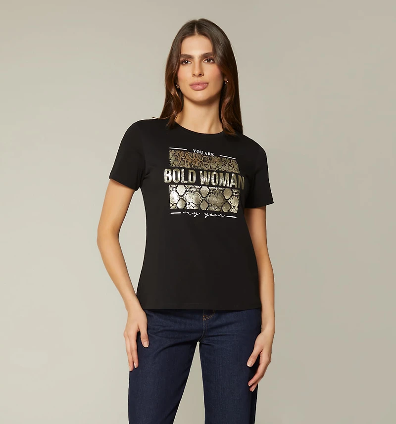 SHORT SLEEVE T-SHIRT WITH EMBOSSED PRINT
