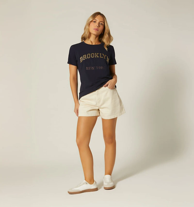 SHORT SLEEVE T-SHIRT EMBOSSED PRINT