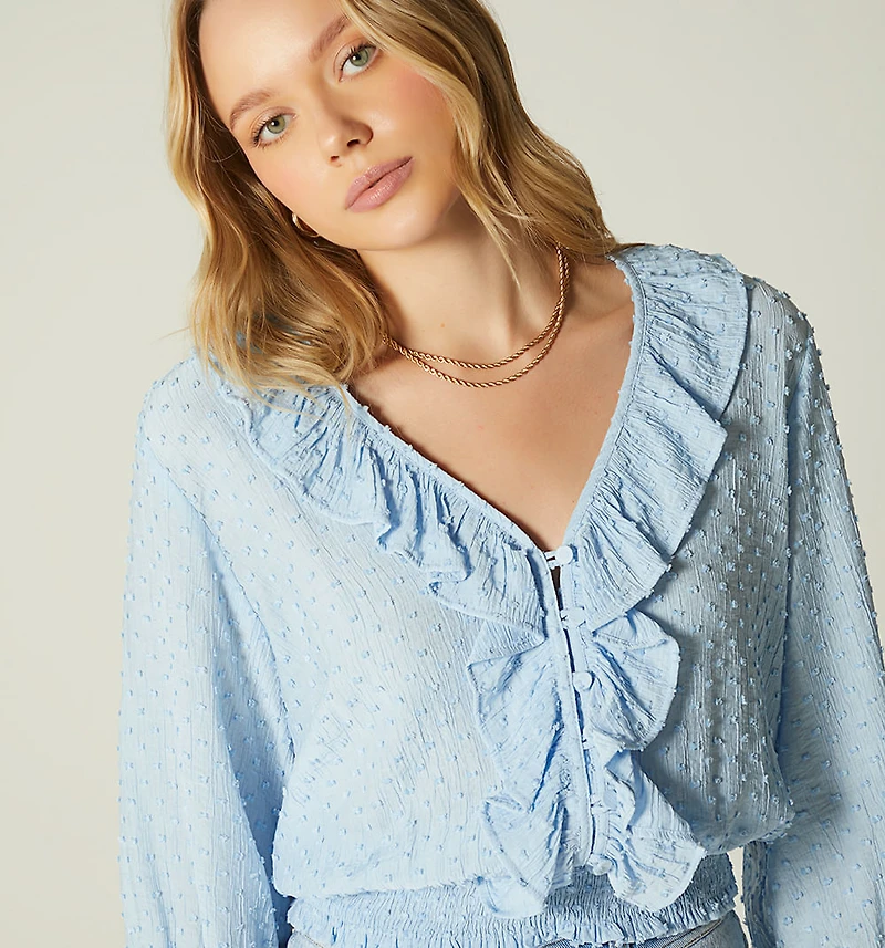 Three-quarter sleeve blouse with sash