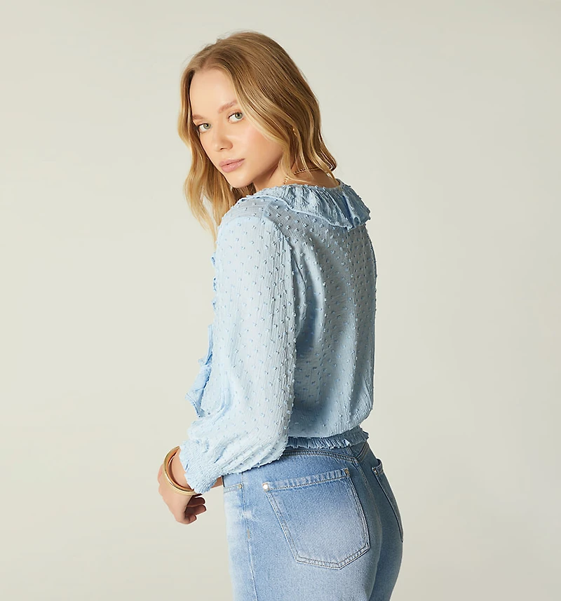Three-quarter sleeve blouse with sash