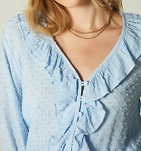 Three-quarter sleeve blouse with sash