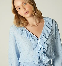 Three-quarter sleeve blouse with sash